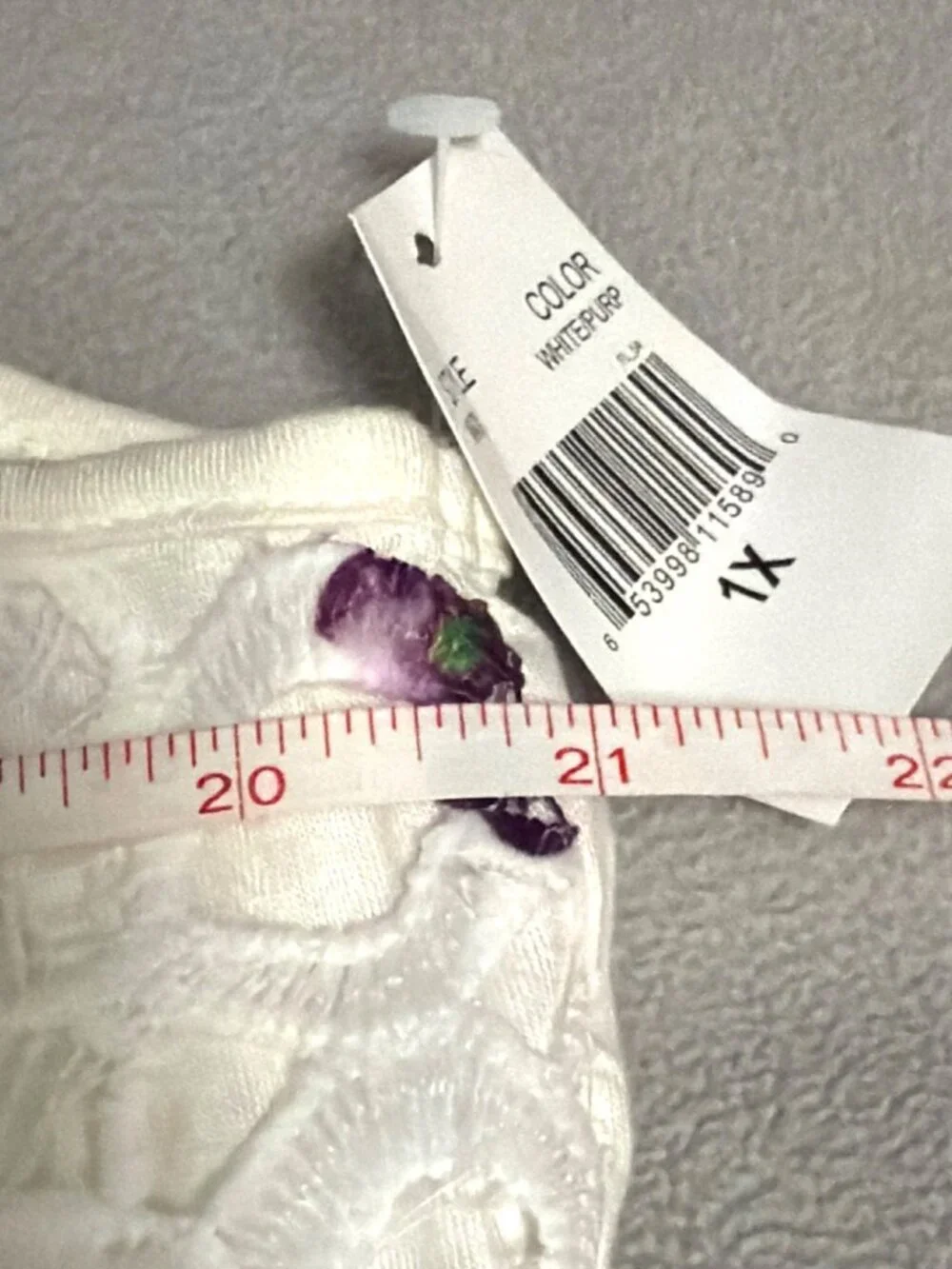 NWT Studio West White & Purple Floral Lace Tank Top 1X Rayon/Spandex Sleeveless - Picture 4 of 5